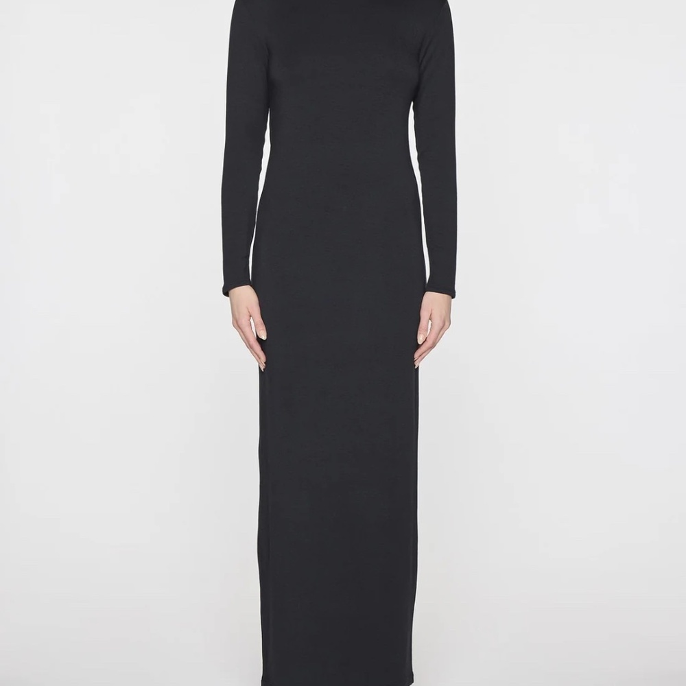 Bleusalt long sleeve crew neck maxi dress, Black, Large